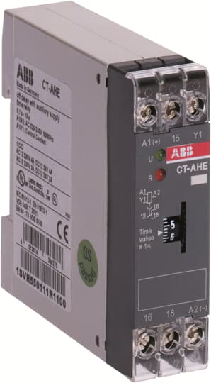 CT-AHE Time relay, OFF-delay, 0.3-30 s, 1 c/o, 110-130V AC